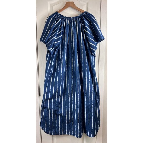 H&M Women's Wide-cut Cotton Dress Blue White Stripe Oversized Size M - Picture 2 of 9